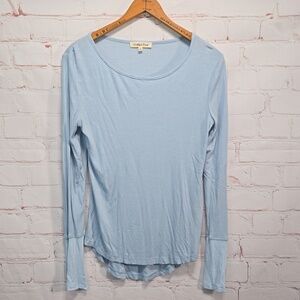 Wishful Park Ribbed Scooped Neck Light Blue Long Sleeve Womens Size Small NWT